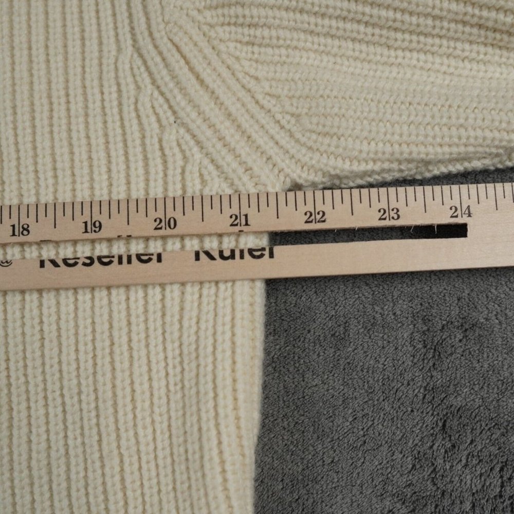 Wanakome Noemie Wool Sweater Women XS‎ Off White Blue Star 1/4 Zip Warm Comfy - Picture 4 of 12